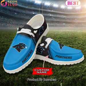 Customize Your Name with Carolina Panthers Fashionable Hey Dude Sneakers
