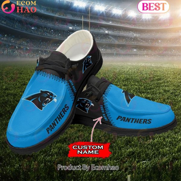 Customize Your Name with Carolina Panthers Fashionable Hey Dude Sneakers