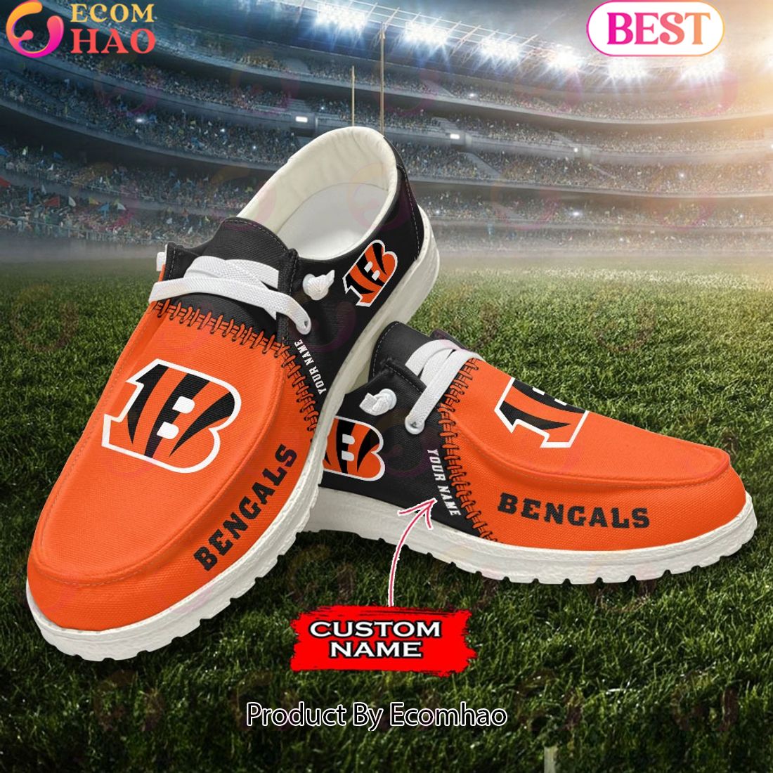 Customize Your Name with Cincinnati Bengals Fashionable Hey Dude Sneakers