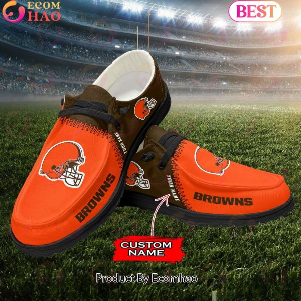 Customize Your Name with Cleveland Browns Fashionable Hey Dude Sneakers
