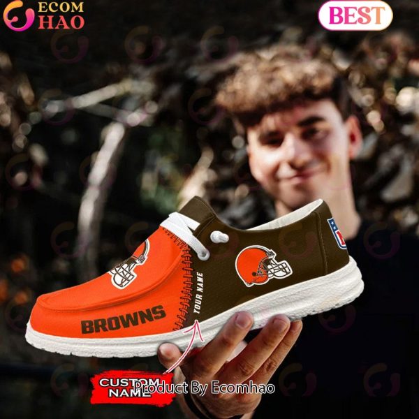 Customize Your Name with Cleveland Browns Fashionable Hey Dude Sneakers