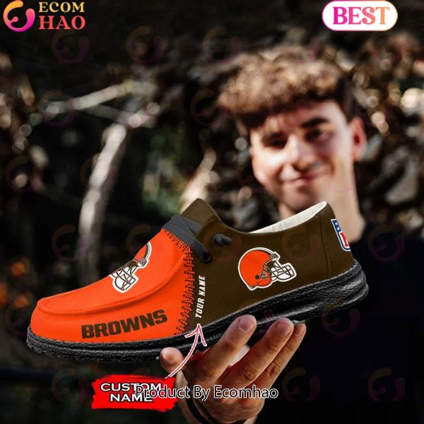 Customize Your Name with Cleveland Browns Fashionable Hey Dude Sneakers