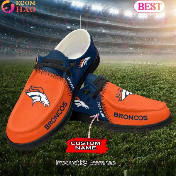 Customize Your Name with Denver Broncos Fashionable Hey Dude Sneakers