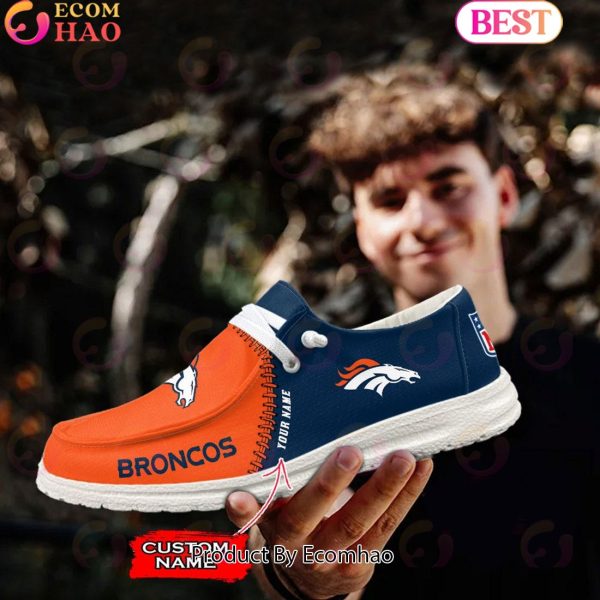 Customize Your Name with Denver Broncos Fashionable Hey Dude Sneakers