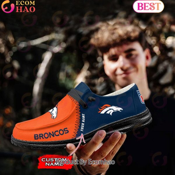 Customize Your Name with Denver Broncos Fashionable Hey Dude Sneakers