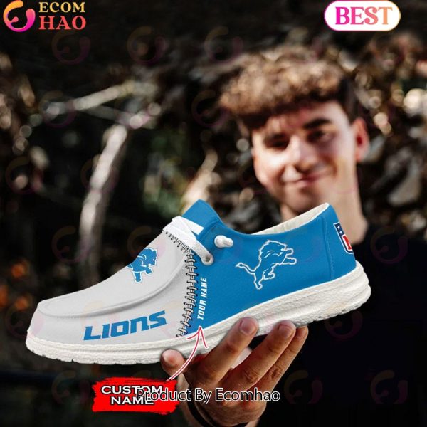 Customize Your Name with Detroit Lions Fashionable Hey Dude Sneakers