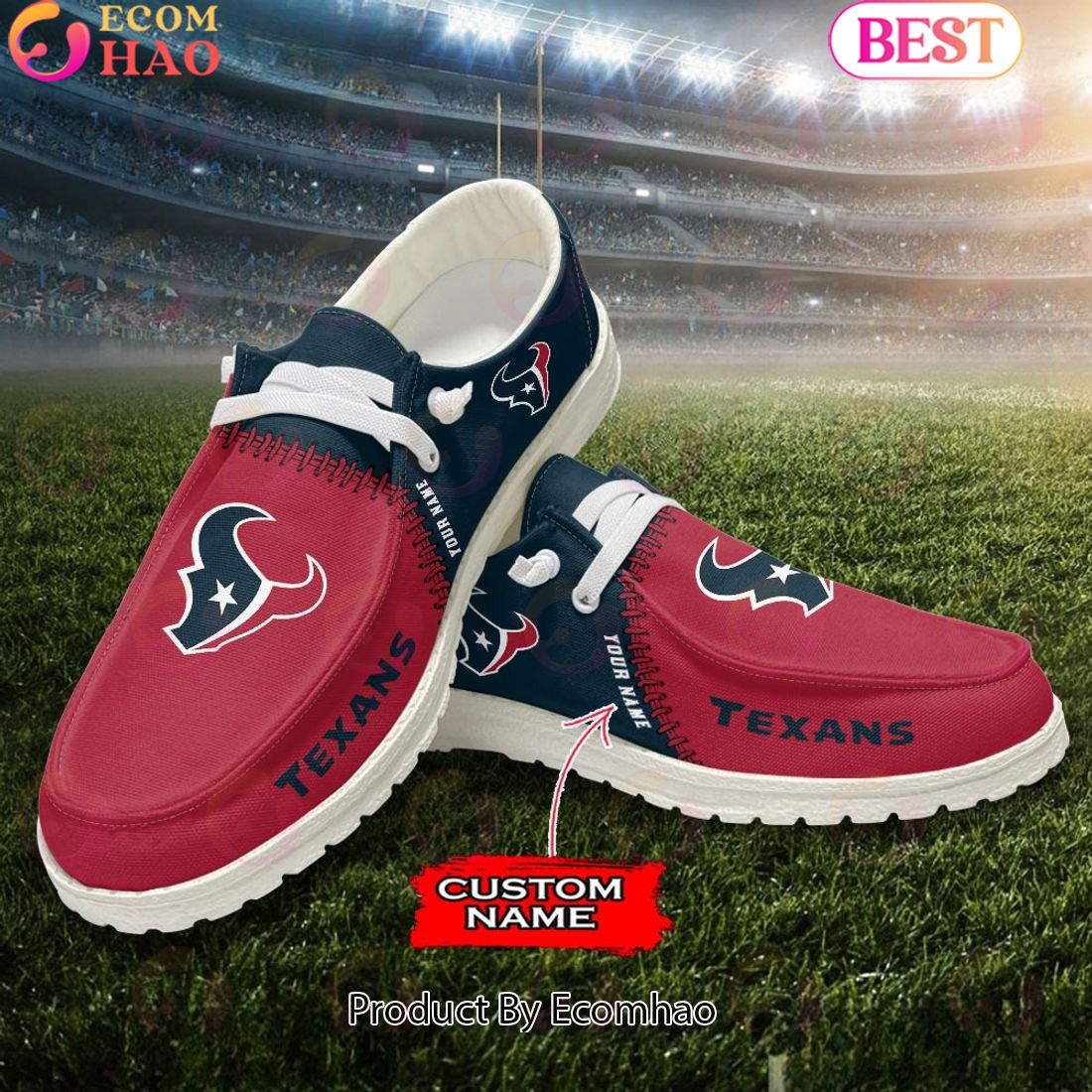 Customize Your Name with Houston Texans Fashionable Hey Dude Sneakers