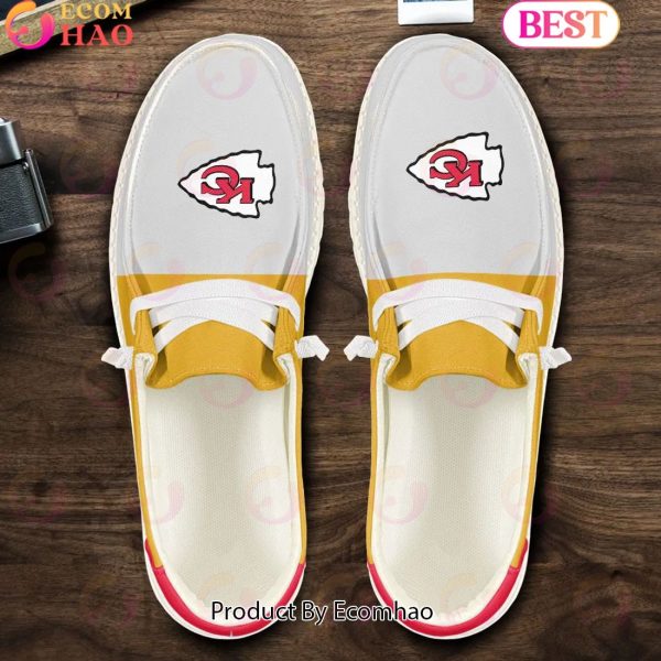 Customize Your Name with Kansas City Chiefs Fashionable Hey Dude Sneakers