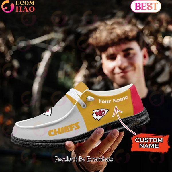 Customize Your Name with Kansas City Chiefs Fashionable Hey Dude Sneakers