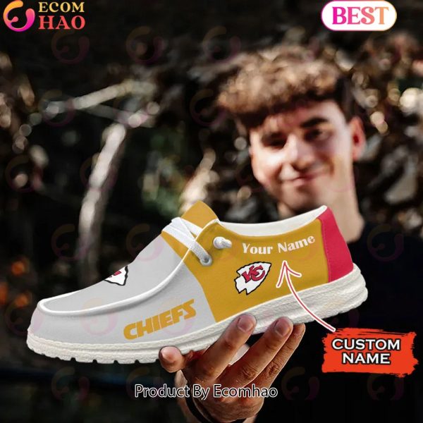 Customize Your Name with Kansas City Chiefs Fashionable Hey Dude Sneakers
