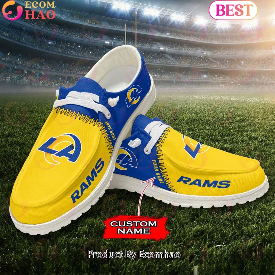 Customize Your Name with Los Angeles Rams Fashionable Hey Dude Sneakers