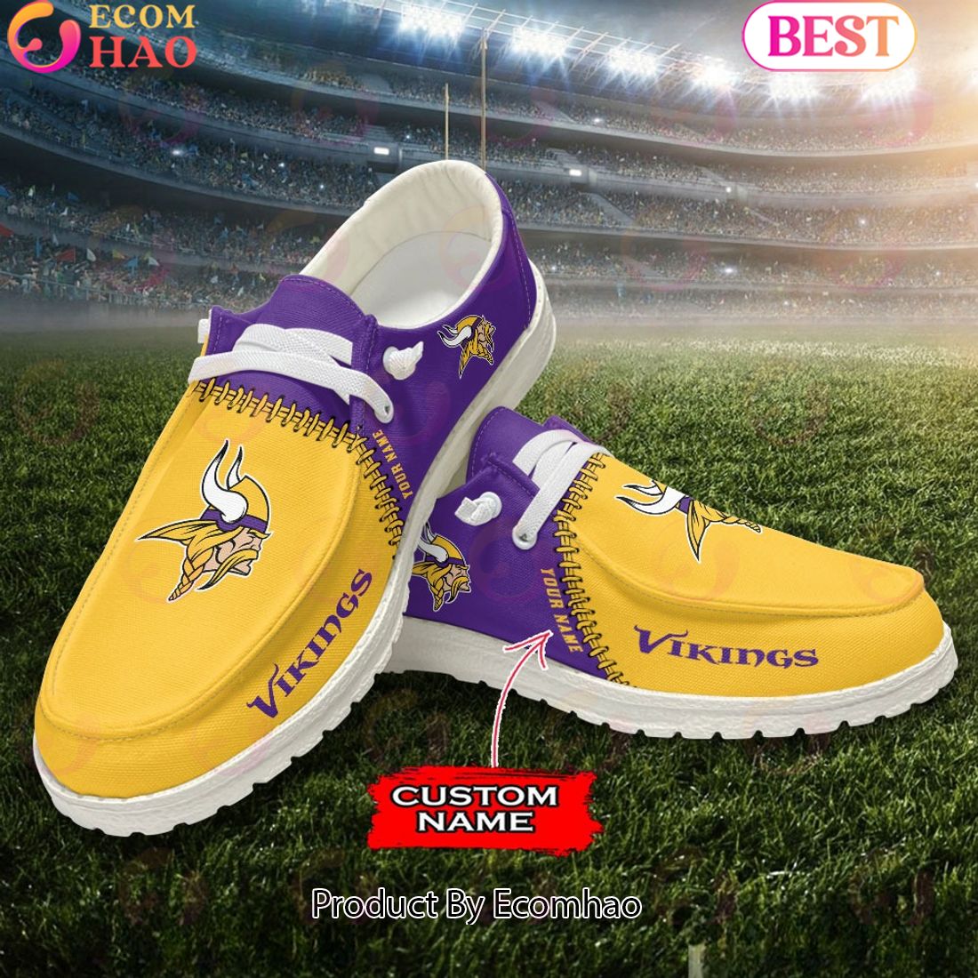 Customize Your Name with Minnesota Vikings Fashionable Hey Dude Sneakers