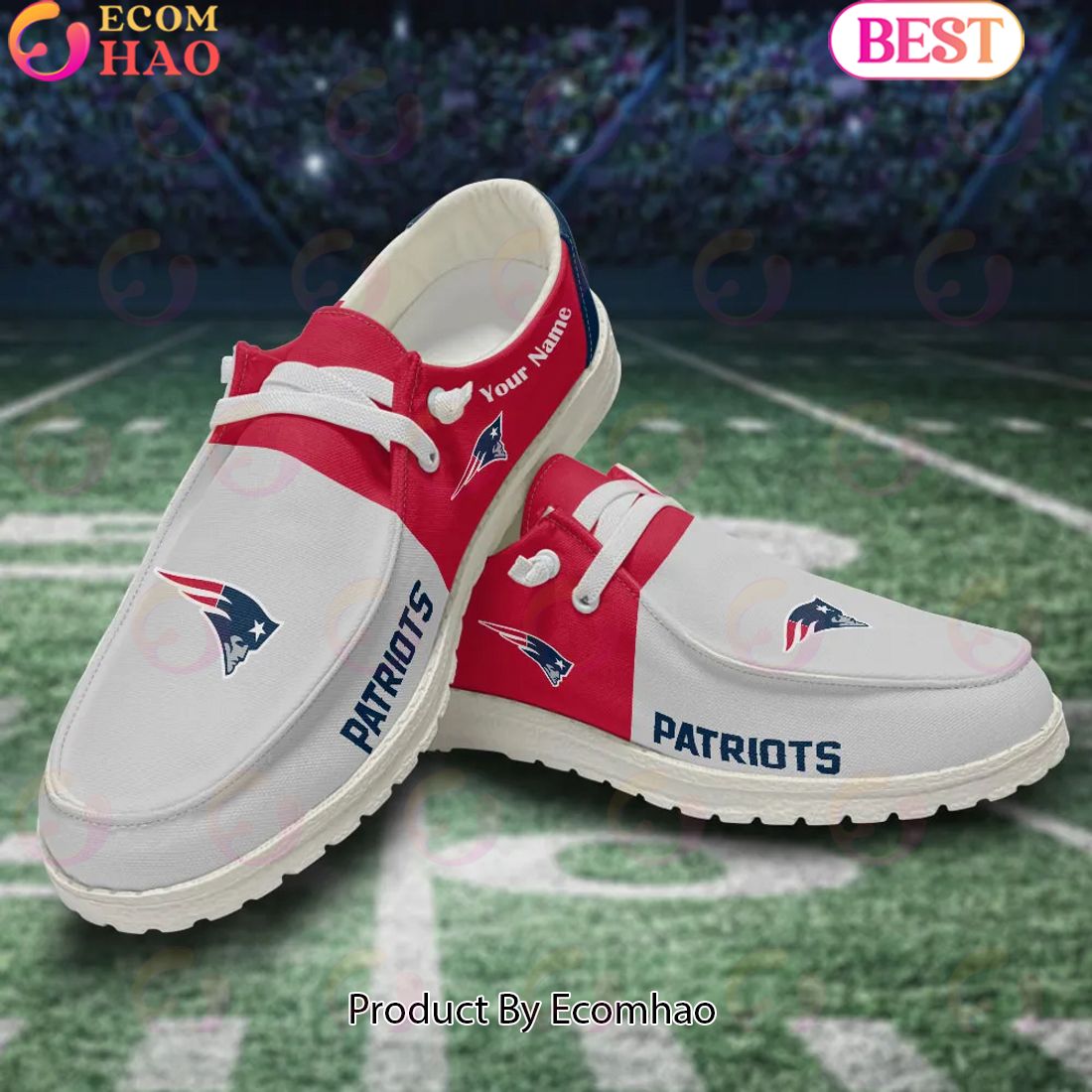 Customize Your Name with New England Patriots Fashionable Hey Dude Sneakers