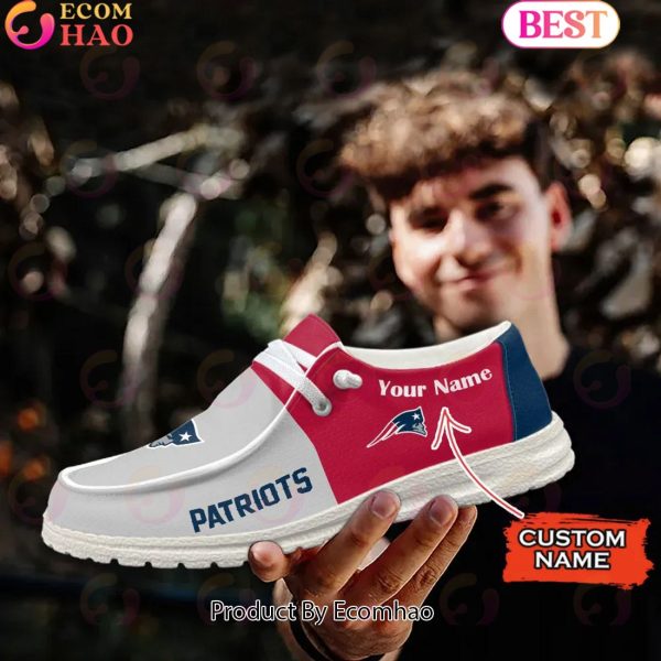 Customize Your Name with New England Patriots Fashionable Hey Dude Sneakers