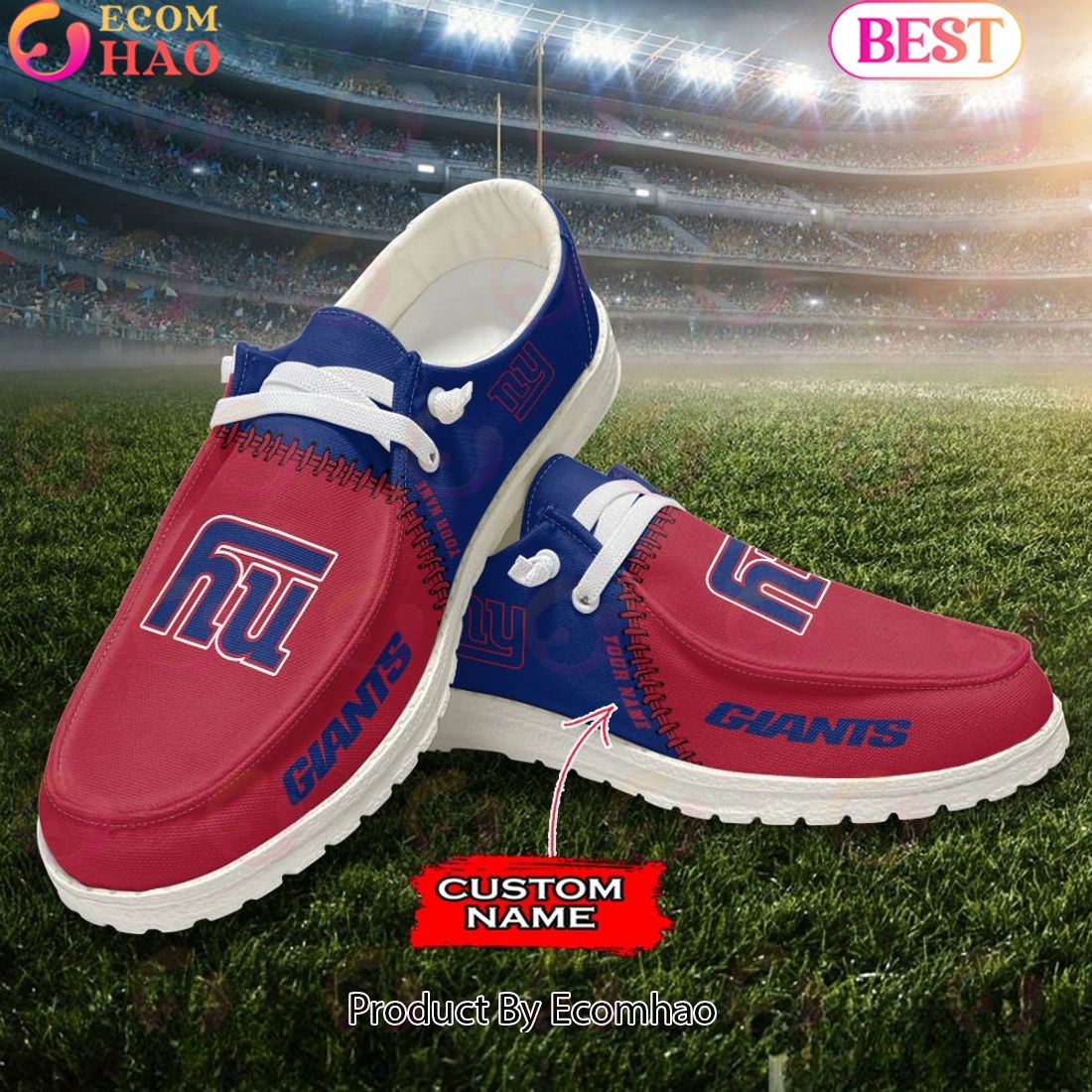 Customize Your Name with New York Giants Fashionable Hey Dude Sneakers