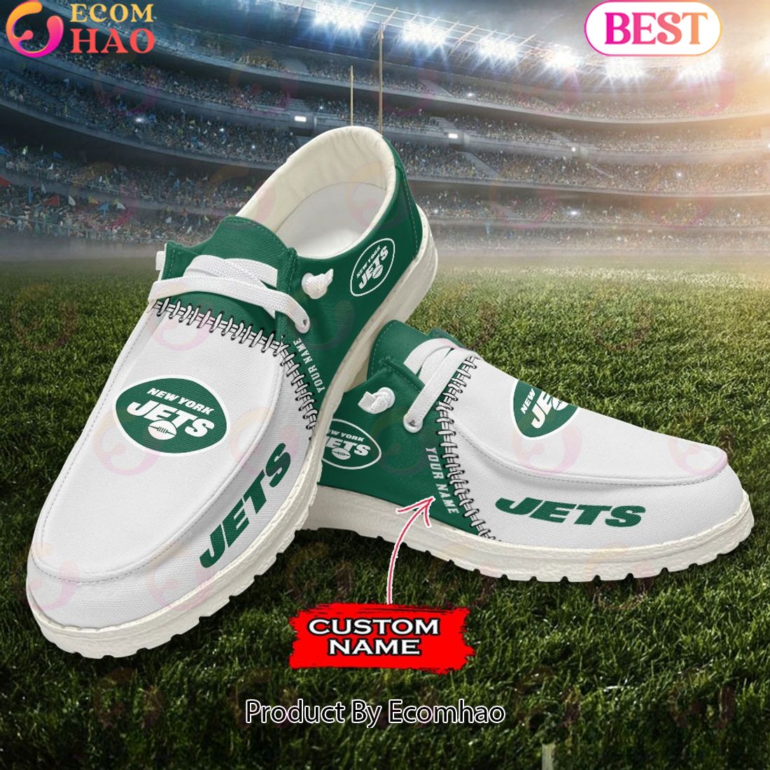 Customize Your Name with New York Jets Fashionable Hey Dude Sneakers