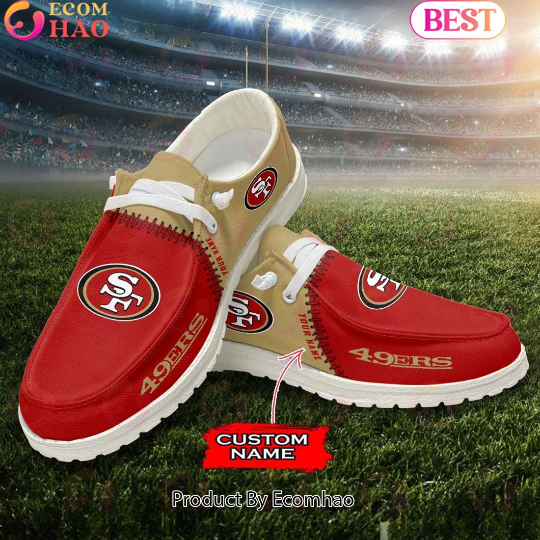 Customize Your Name with San Francisco 49ers Fashionable Hey Dude Sneakers