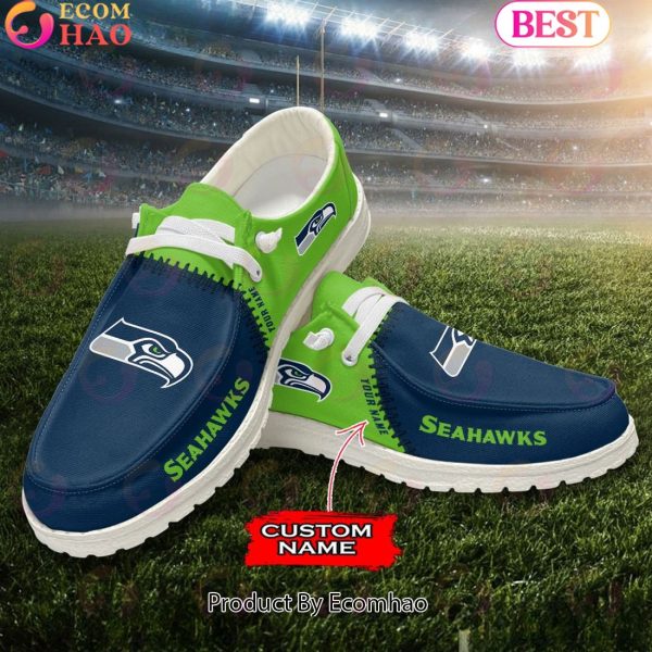 Customize Your Name with Seattle Seahawks Fashionable Hey Dude Sneakers