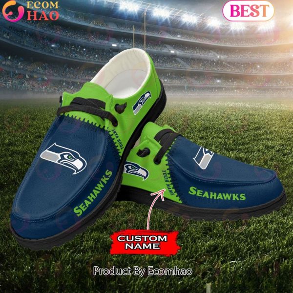 Customize Your Name with Seattle Seahawks Fashionable Hey Dude Sneakers