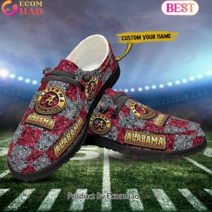 NCAA Alabama Crimson Tide Mosaic Broken Design Hey Dude Shoes Custom Name