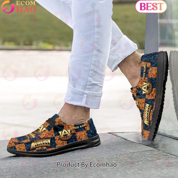 NCAA Auburn Tigers Mosaic Broken Design Hey Dude Shoes Custom Name
