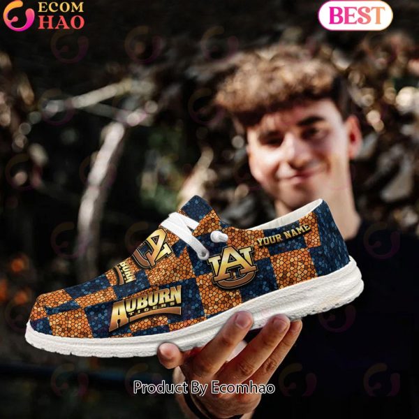 NCAA Auburn Tigers Mosaic Broken Design Hey Dude Shoes Custom Name