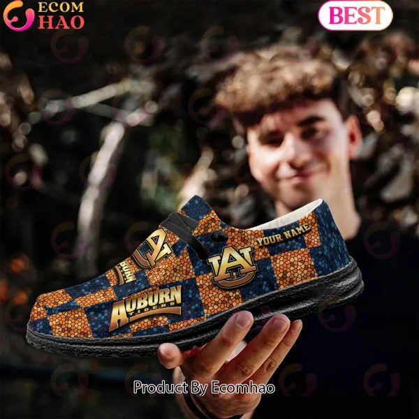 NCAA Auburn Tigers Mosaic Broken Design Hey Dude Shoes Custom Name