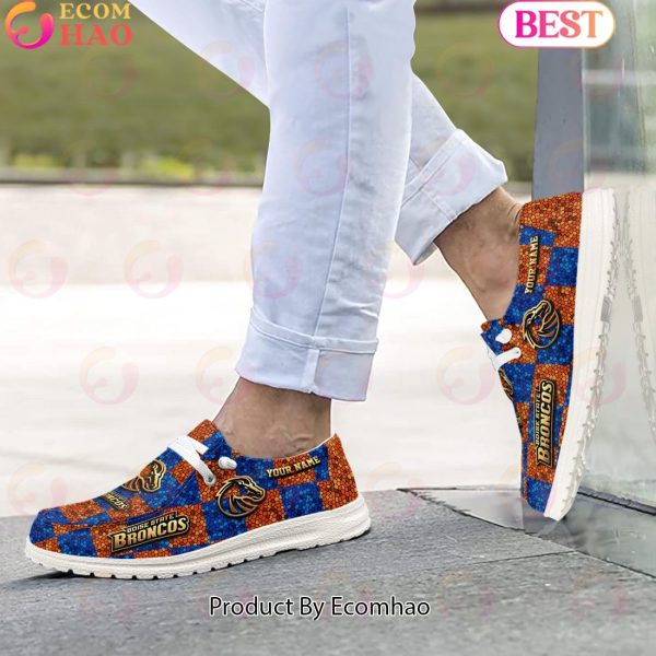 NCAA Boise State Broncos Mosaic Broken Design Hey Dude Shoes Custom Name