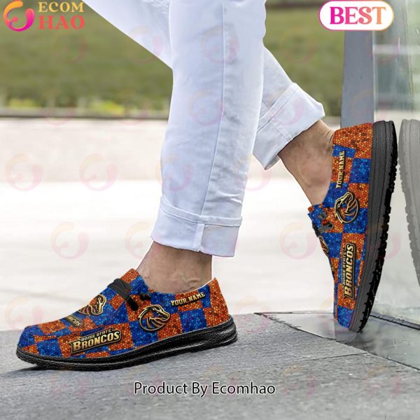 NCAA Boise State Broncos Mosaic Broken Design Hey Dude Shoes Custom Name