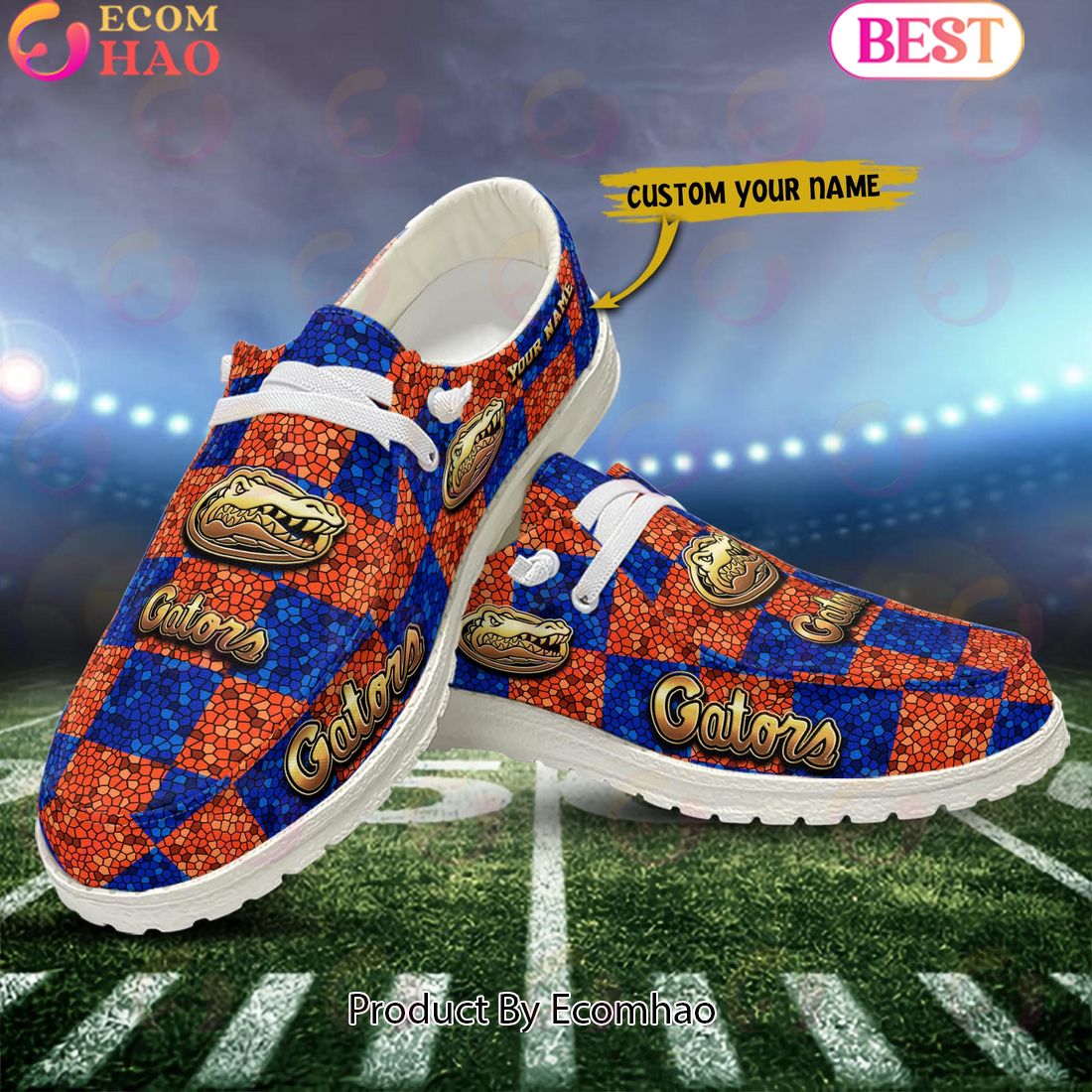 NCAA Florida Gators Mosaic Broken Design Hey Dude Shoes Custom Name