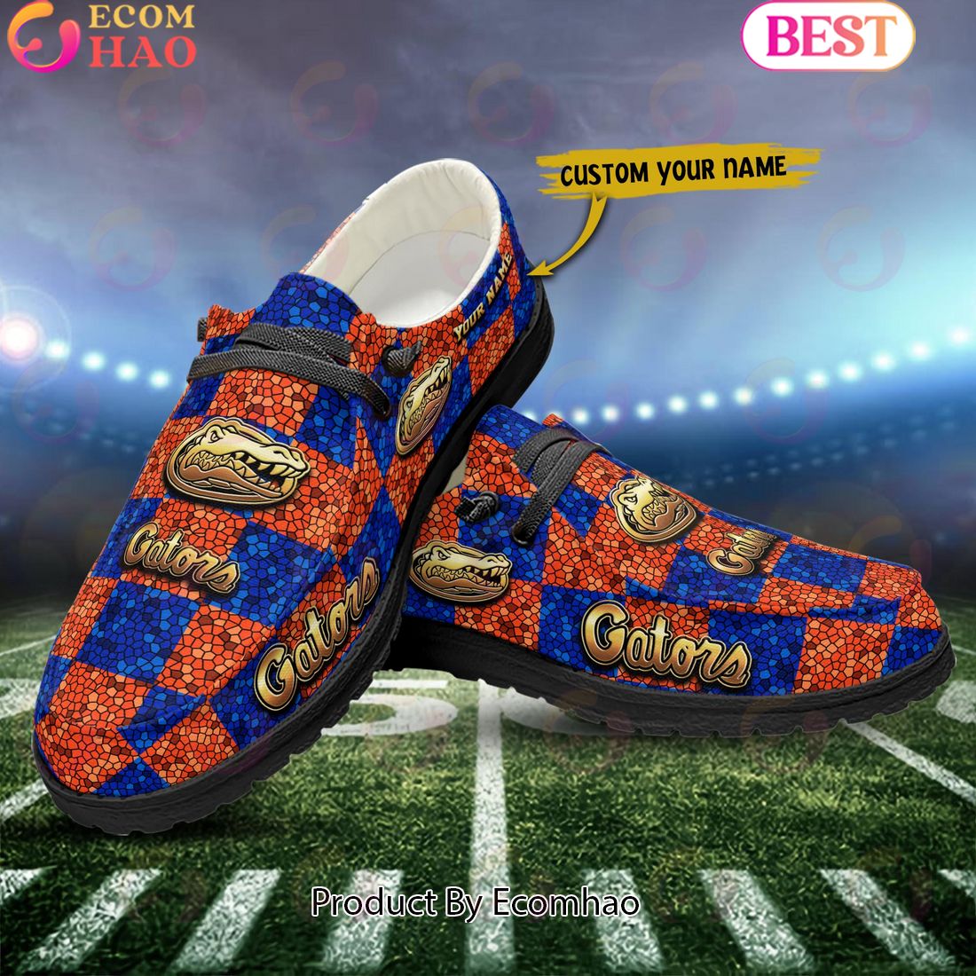 NCAA Florida Gators Mosaic Broken Design Hey Dude Shoes Custom Name