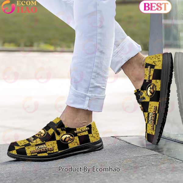 NCAA Iowa Hawkeyes Mosaic Broken Design Hey Dude Shoes Custom Name
