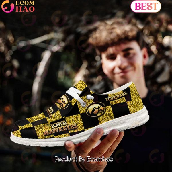 NCAA Iowa Hawkeyes Mosaic Broken Design Hey Dude Shoes Custom Name