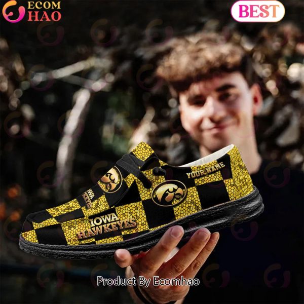 NCAA Iowa Hawkeyes Mosaic Broken Design Hey Dude Shoes Custom Name