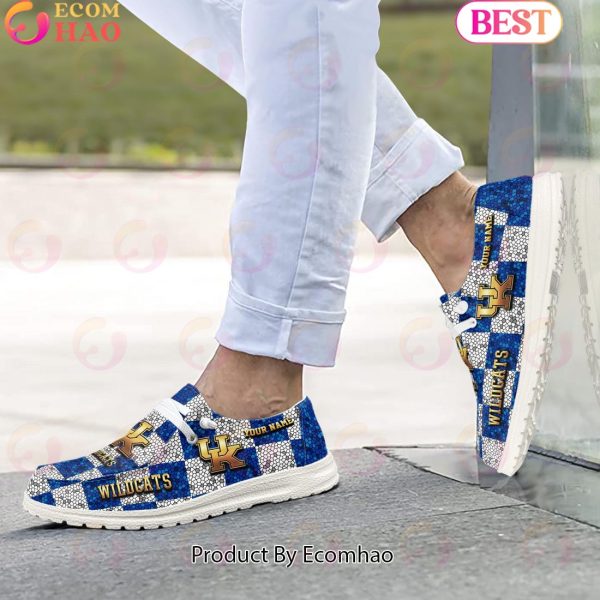 NCAA Kentucky Wildcats Mosaic Broken Design Hey Dude Shoes Custom Name