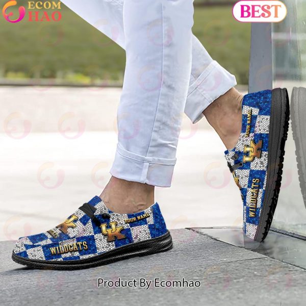 NCAA Kentucky Wildcats Mosaic Broken Design Hey Dude Shoes Custom Name