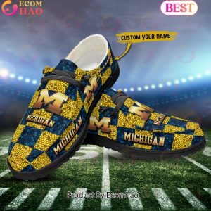 NCAA Michigan Wolverines Mosaic Broken Design Hey Dude Shoes Custom Name