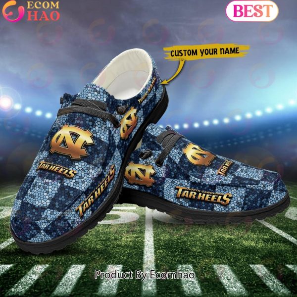 NCAA North Carolina Tar Heels Mosaic Broken Design Hey Dude Shoes Custom Name