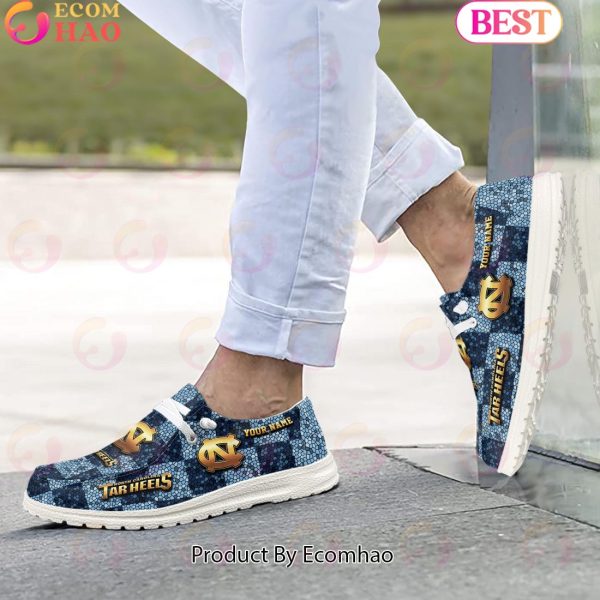 NCAA North Carolina Tar Heels Mosaic Broken Design Hey Dude Shoes Custom Name