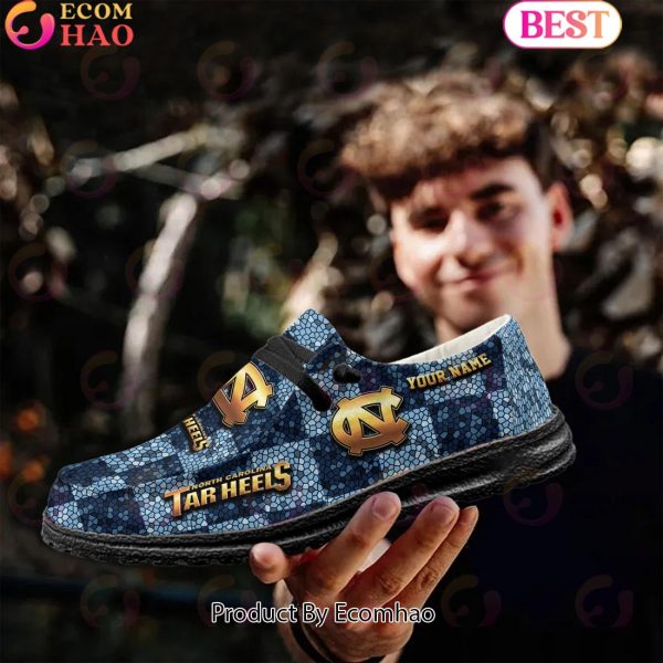 NCAA North Carolina Tar Heels Mosaic Broken Design Hey Dude Shoes Custom Name