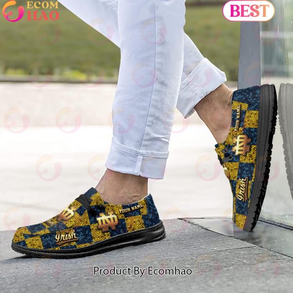 NCAA Notre Dame Fighting Irish Mosaic Broken Design Hey Dude Shoes Custom Name