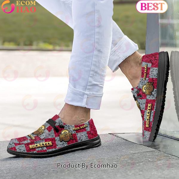NCAA Ohio State Buckeyes Mosaic Broken Design Hey Dude Shoes Custom Name