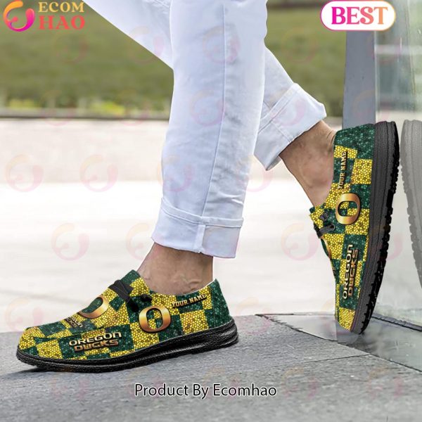 NCAA Oregon Ducks Mosaic Broken Design Hey Dude Shoes Custom Name