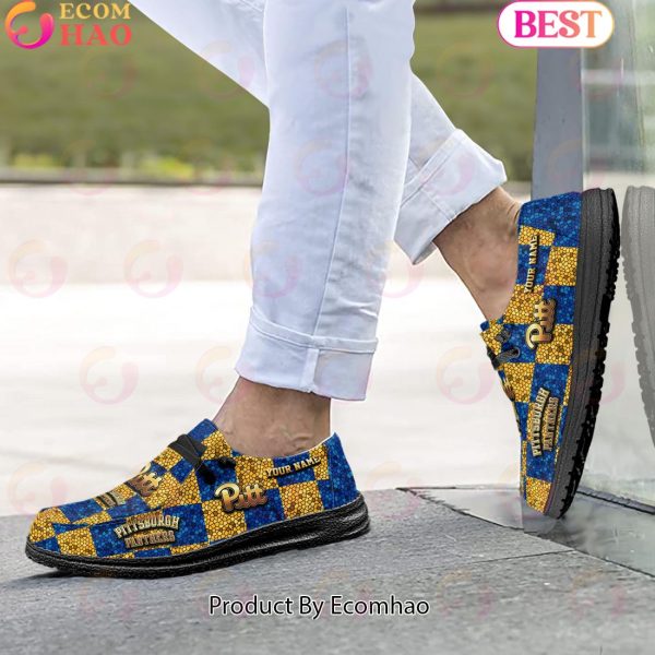 NCAA Pittsburgh Panthers Mosaic Broken Design Hey Dude Shoes Custom Name