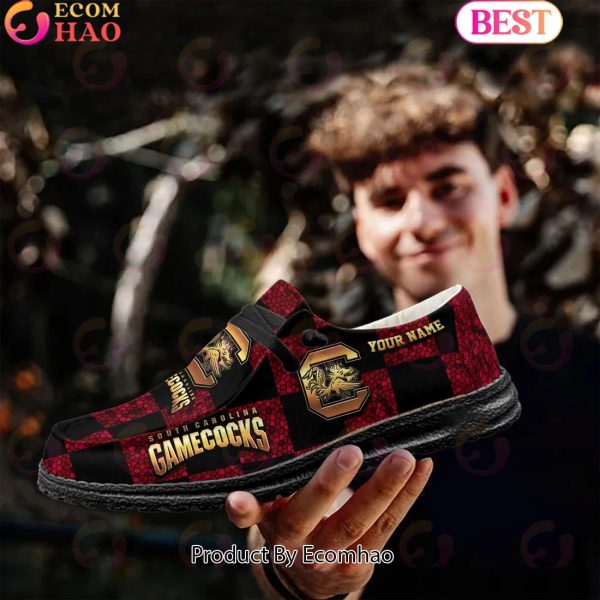 NCAA South Carolina Gamecocks Mosaic Broken Design Hey Dude Shoes Custom Name