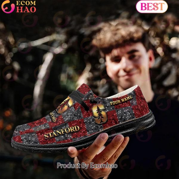 NCAA Stanford Cardinal Mosaic Broken Design Hey Dude Shoes Custom Name