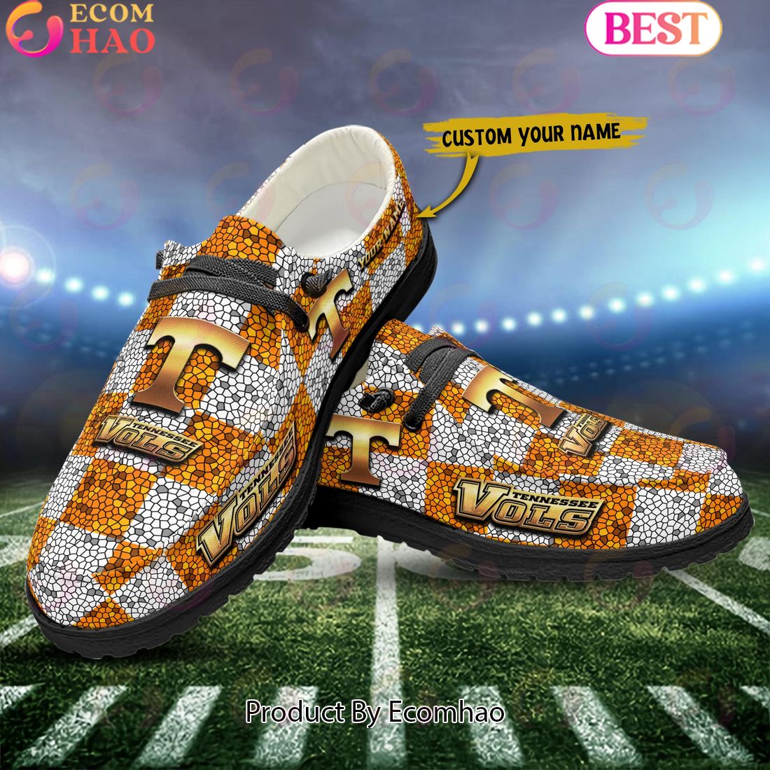 NCAA Tennessee Volunteers Mosaic Broken Design Hey Dude Shoes Custom Name