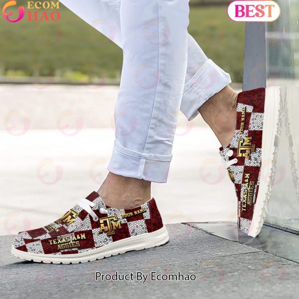 NCAA Texas A&M Aggies Mosaic Broken Design Hey Dude Shoes Custom Name