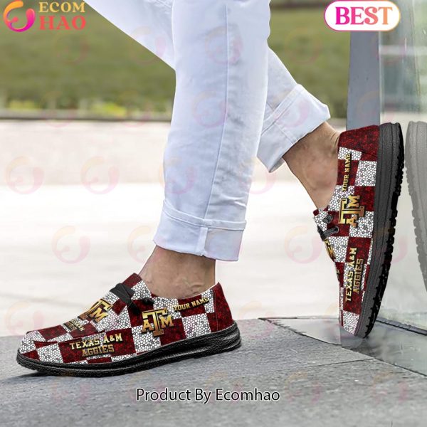 NCAA Texas A&M Aggies Mosaic Broken Design Hey Dude Shoes Custom Name
