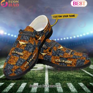 NCAA Texas Longhorns Mosaic Broken Design Hey Dude Shoes Custom Name